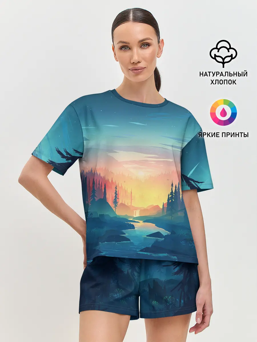 Женская пижама с шортами / Природа