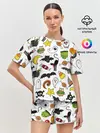 Женская пижама с шортами / Хэллоуин паттерн