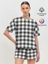 Женская пижама с шортами / Черно-белая клетка
