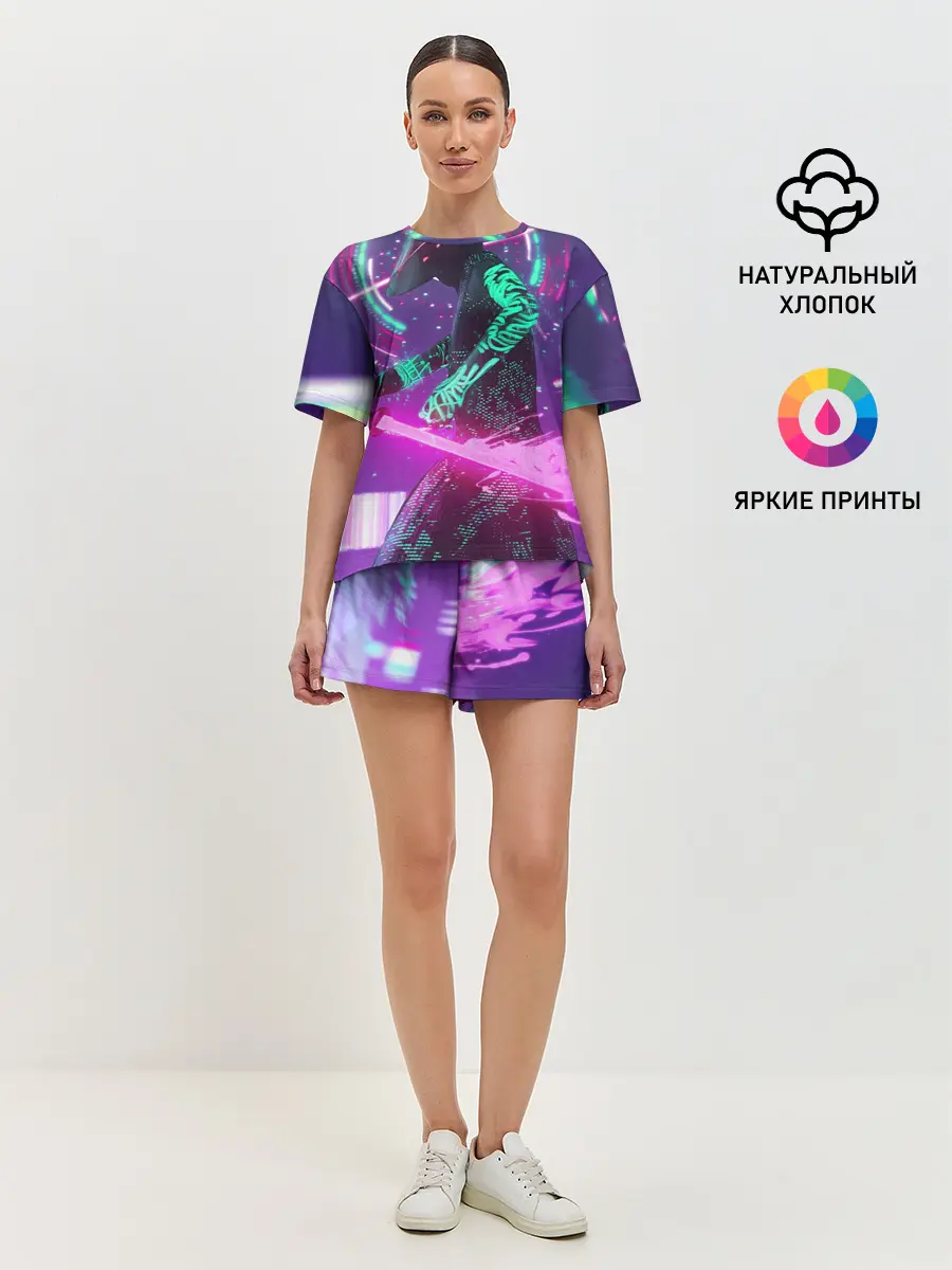 Женская пижама с шортами / Неоновый Самурай