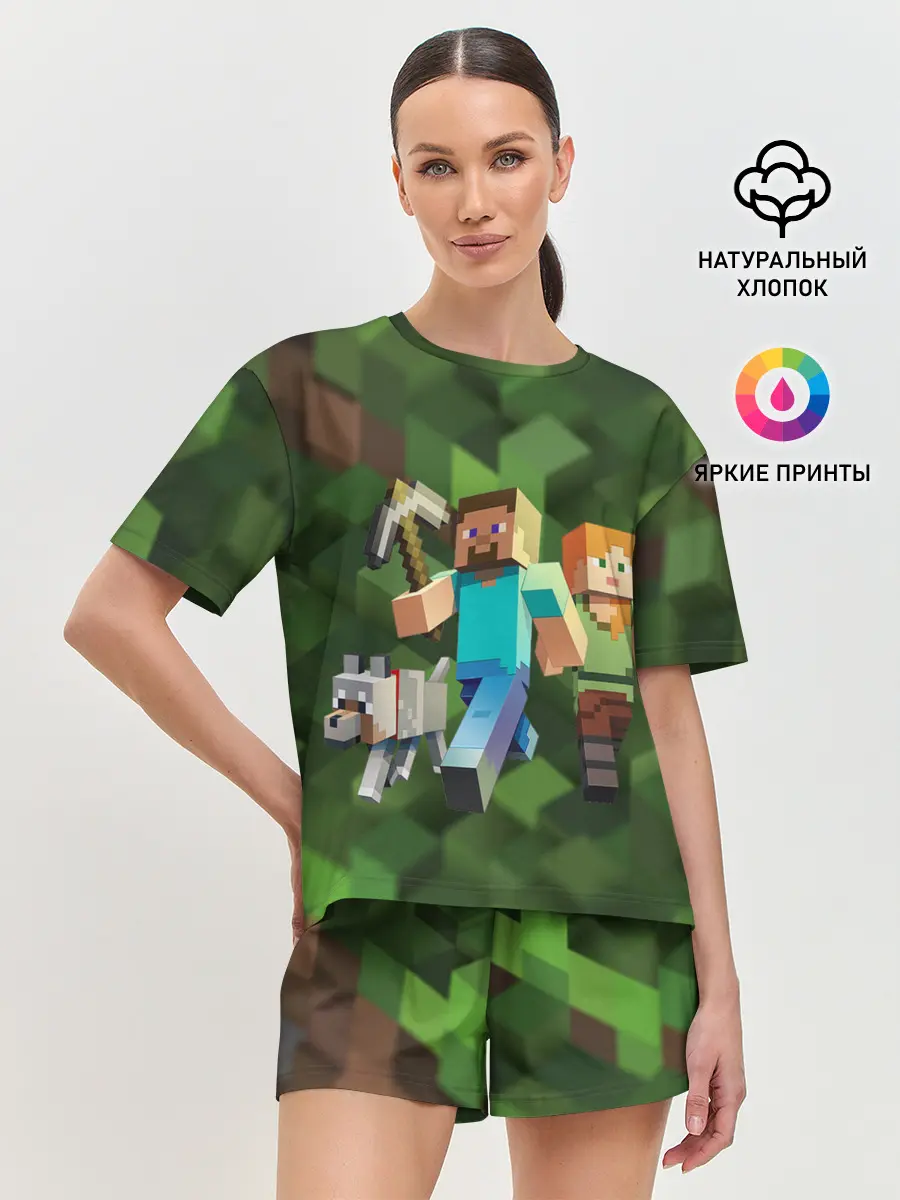 Женская пижама с шортами / minecraft