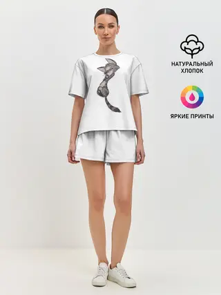 Женская пижама с шортами / Милый котя