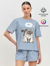 Женская пижама с шортами / Голодный котейка