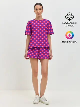 Женская пижама с шортами / Неоновые сердца