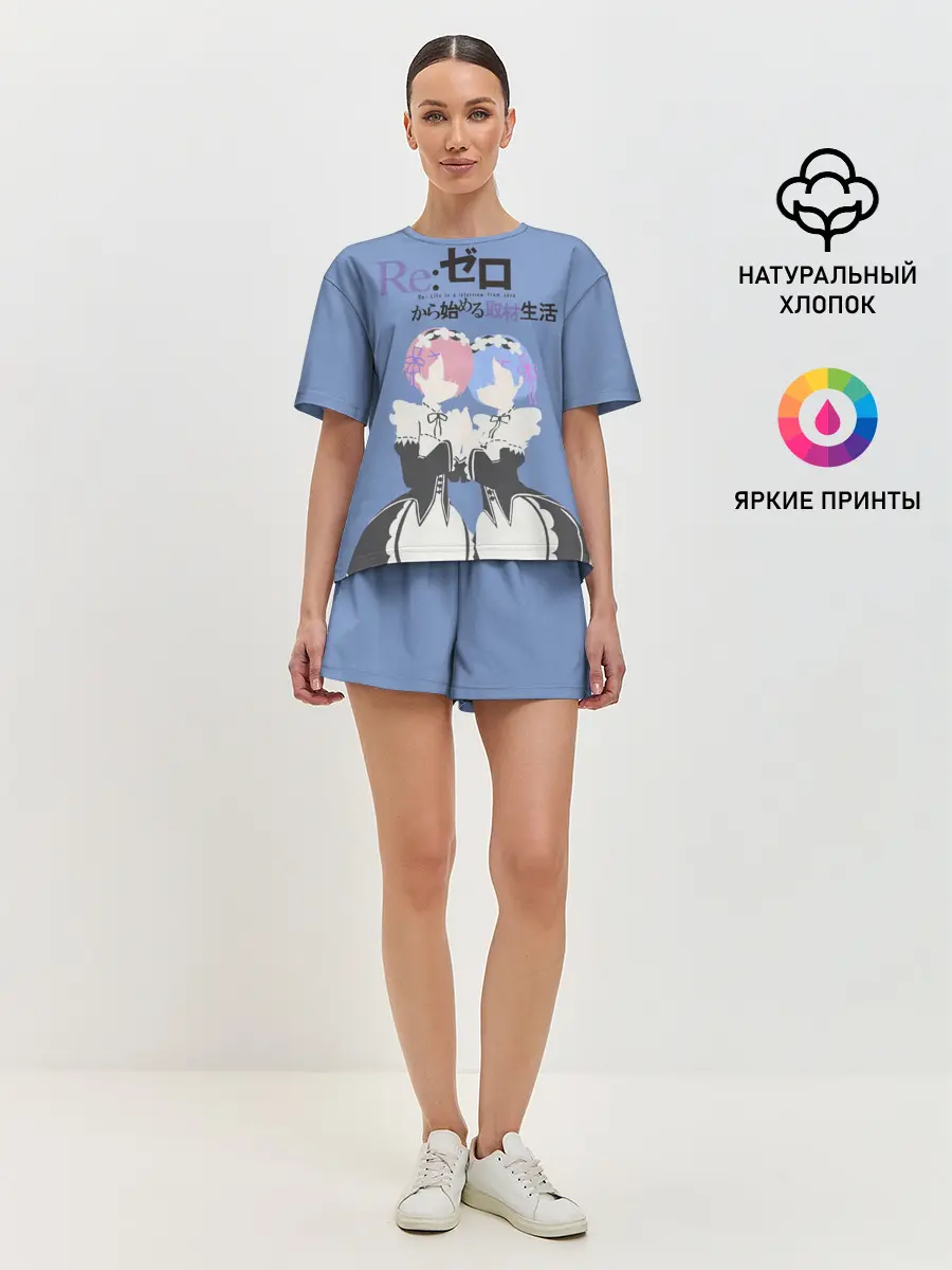 Женская пижама с шортами / re zero rem & ram