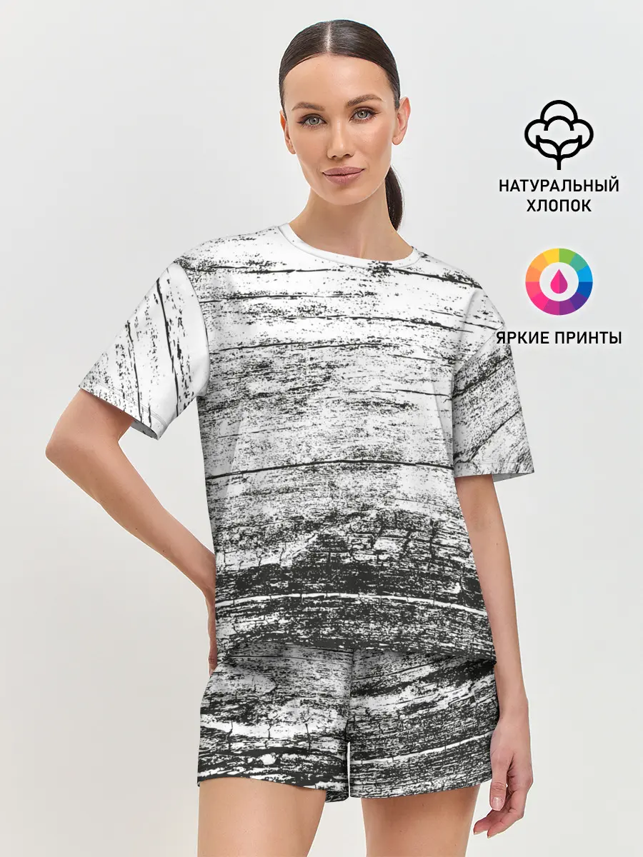 Женская пижама с шортами / Деревянный