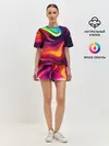 Женская пижама с шортами / Неоновые пятна