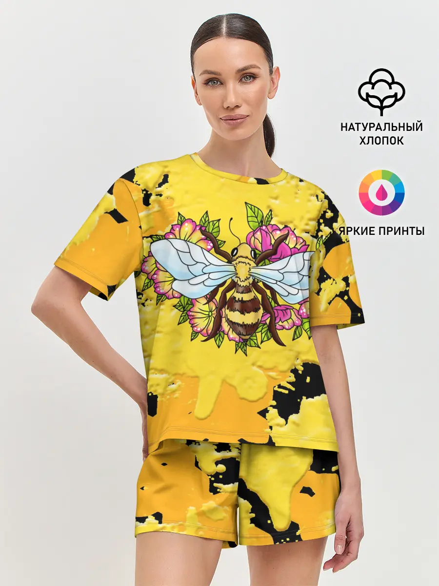 Женская пижама с шортами / Пчела