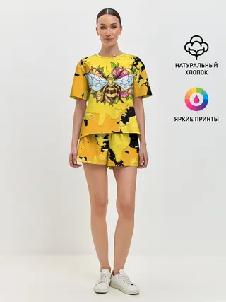 Женская пижама с шортами / Пчела