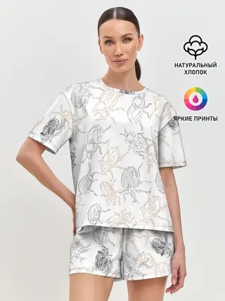 Женская пижама с шортами / Ползучие жучки