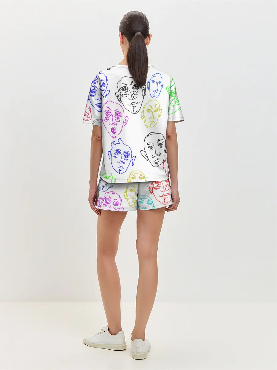 Женская пижама с шортами / Цветные лица
