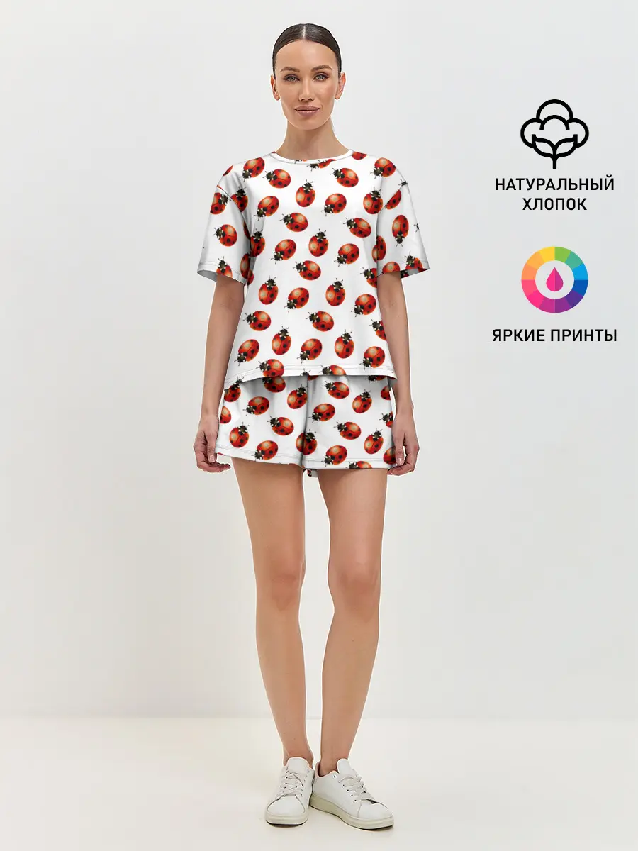 Женская пижама с шортами / Нашествие божьих коровок