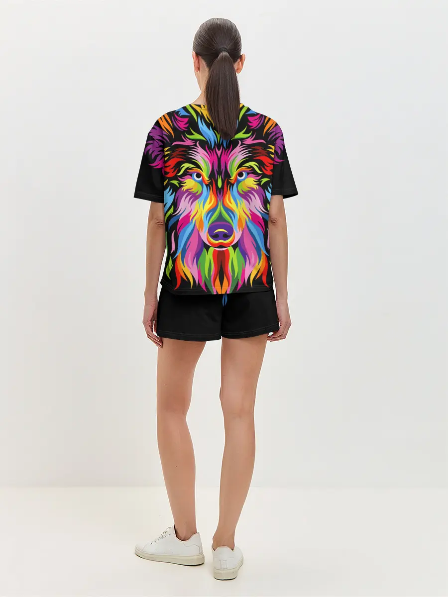 Женская пижама с шортами / Neon wolf