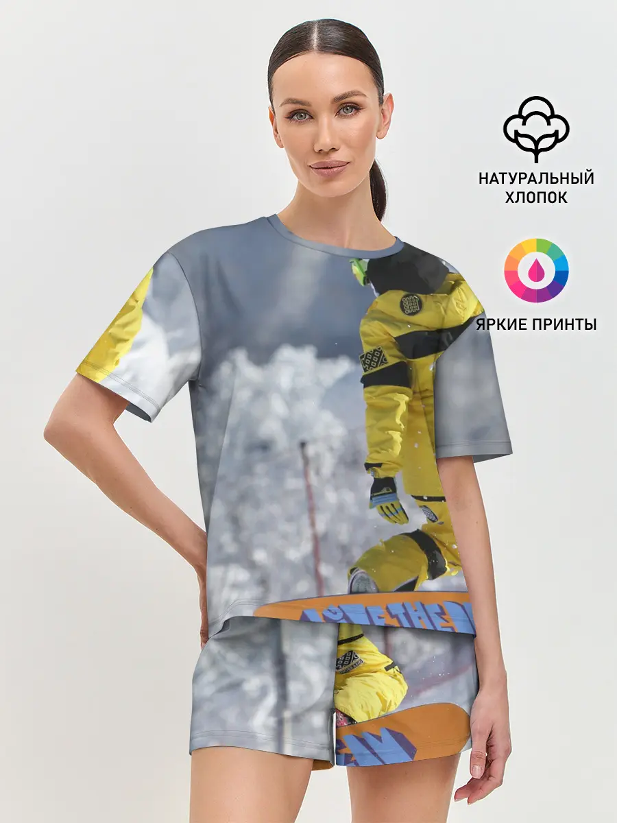 Женская пижама с шортами / сноубордист