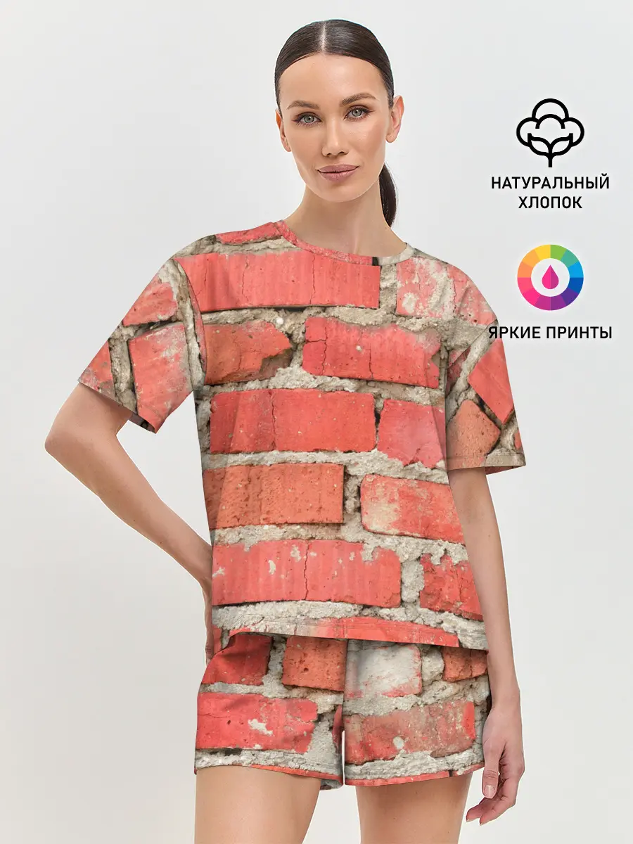 Женская пижама с шортами / Кирпичная стена