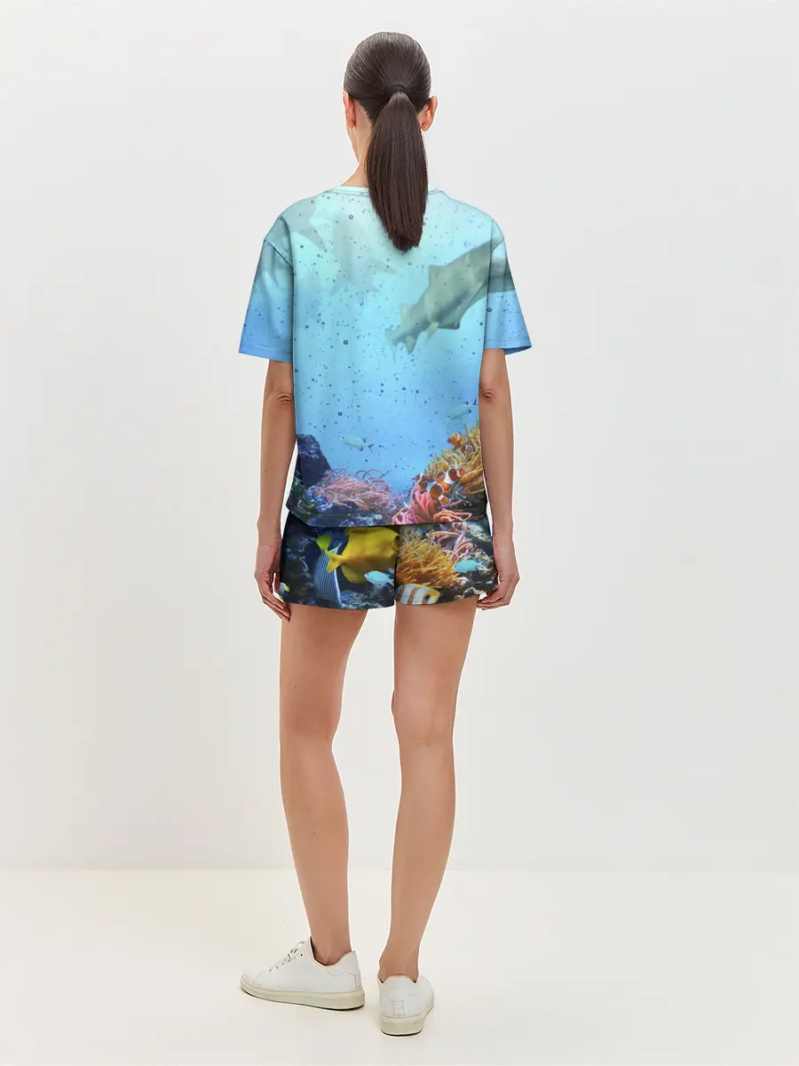 Женская пижама с шортами / акулы