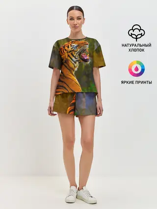 Женская пижама с шортами / Тигр 3D