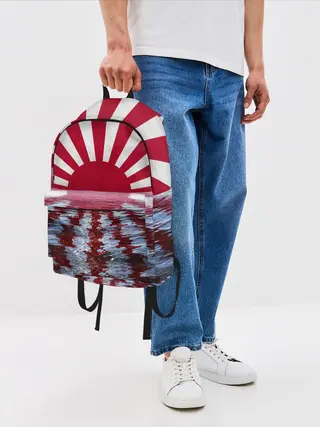 Рюкзак джинсовый / Флаг Восходящего Солнца