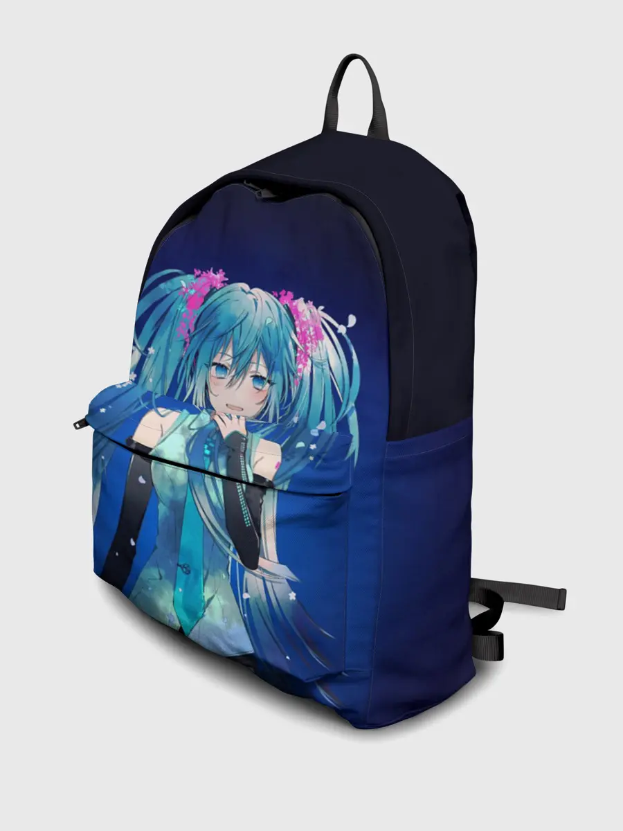 Рюкзак джинсовый / Hatsune Miku на черном фоне