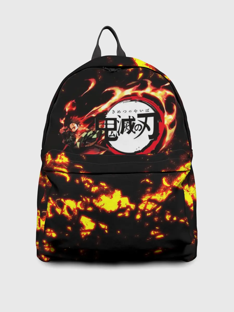 Рюкзак джинсовый / Kimetsu no Yaiba желтое пламя