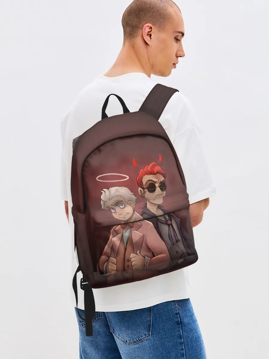 Рюкзак джинсовый / Азирафель и Кроули