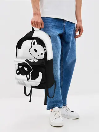 Рюкзак джинсовый / ДВА КОТА КУВЫРКАЮТСЯ.