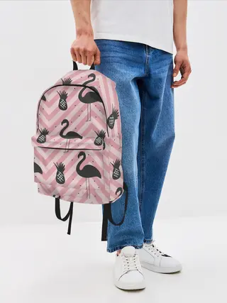 Рюкзак джинсовый / Черный фламинго