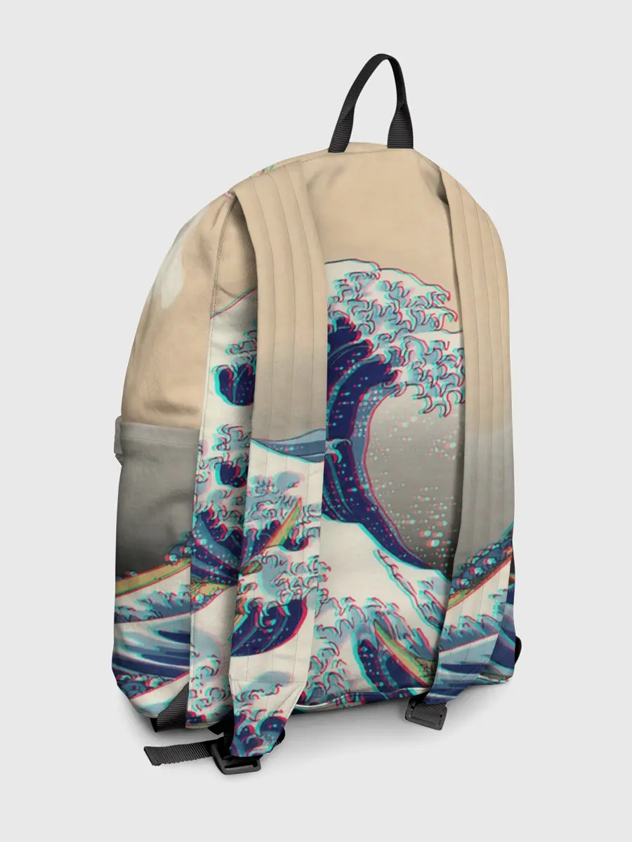 Рюкзак джинсовый / Kanagawa Wave Glitch Art