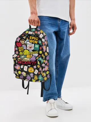 Рюкзак джинсовый / Adventure Time stickers
