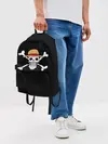 Рюкзак джинсовый / вытянутый череп One Piece