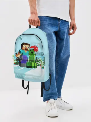 Рюкзак джинсовый / MINECRAFT НОВОГОДНИЙ