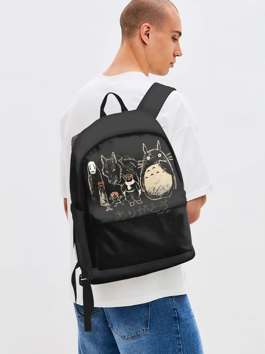 Рюкзак джинсовый / My Neighbor Totoro группа на черном