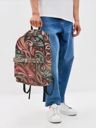 Рюкзак джинсовый / Узор хохломы