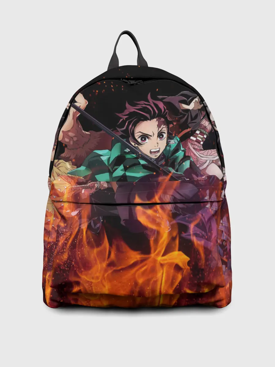 Рюкзак джинсовый / Kimetsu no Yaiba в огне