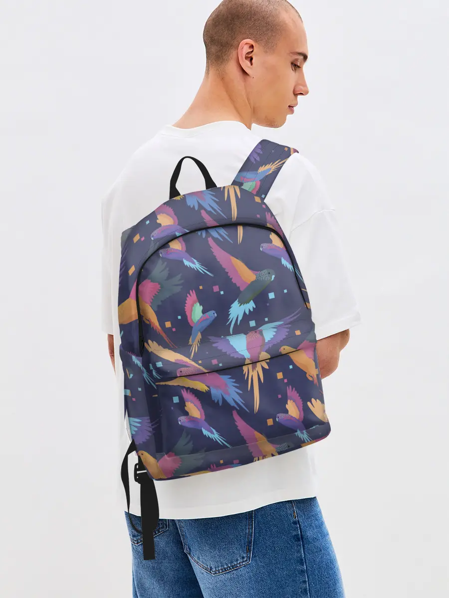 Рюкзак джинсовый / Райские попугаи