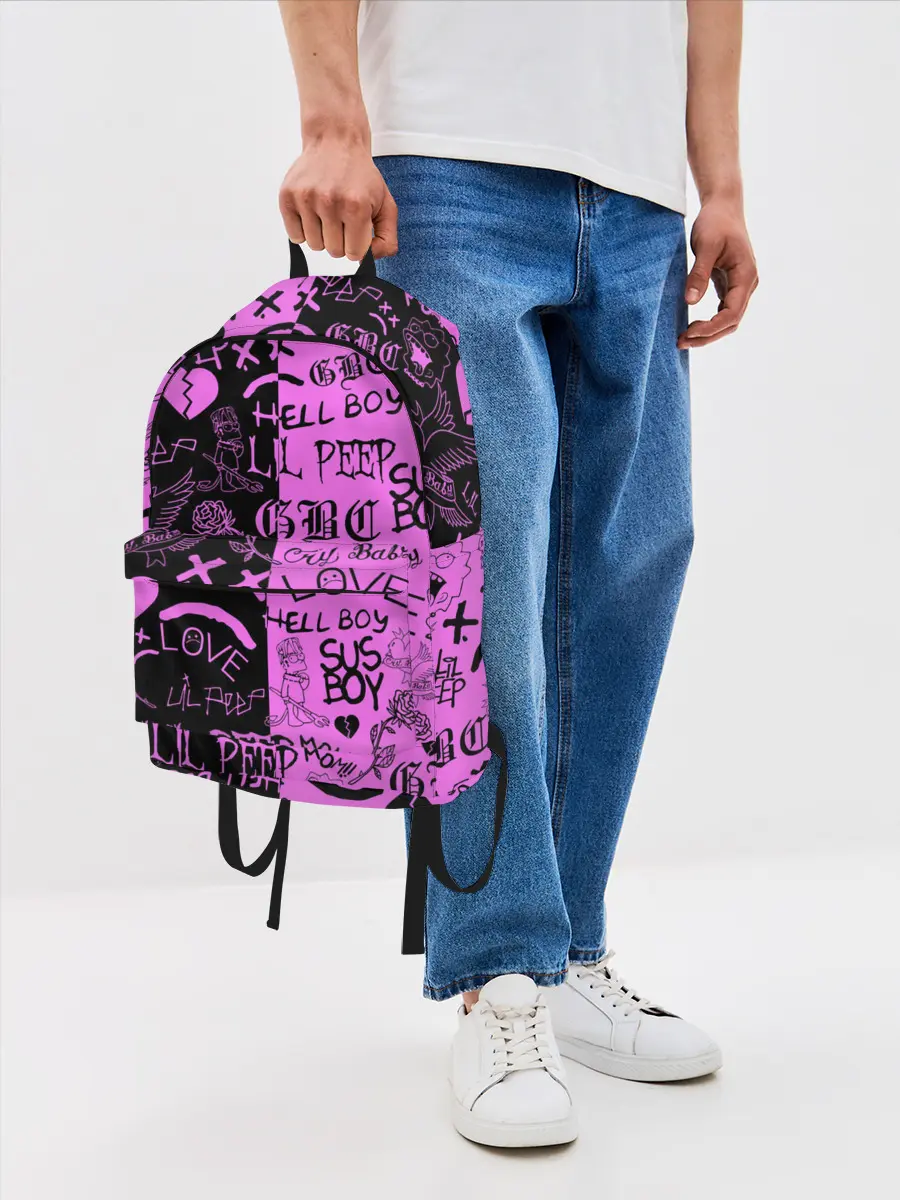 Рюкзак джинсовый / LIL PEEP LOGOBOMBING BLACK PINK