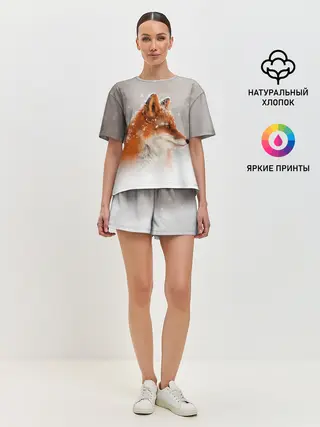 Женская пижама с шортами / Лиса и снег
