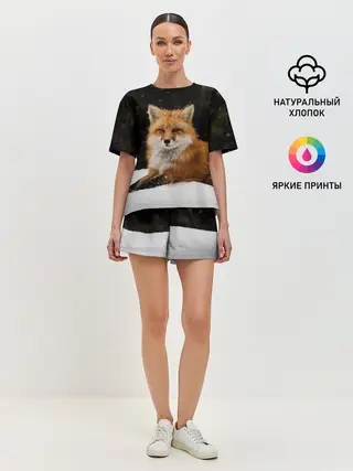 Женская пижама с шортами / Лиса и снег