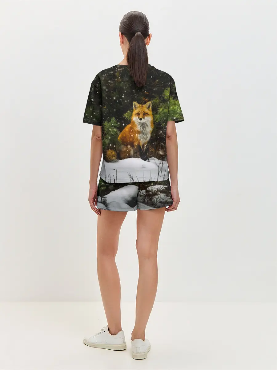 Женская пижама с шортами / Лиса и снег