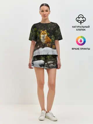Женская пижама с шортами / Лиса и снег
