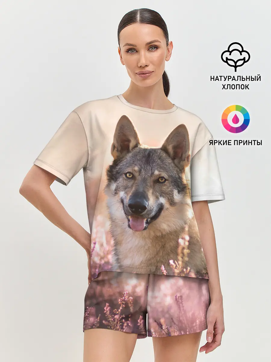 Женская пижама с шортами / Красивый Волк