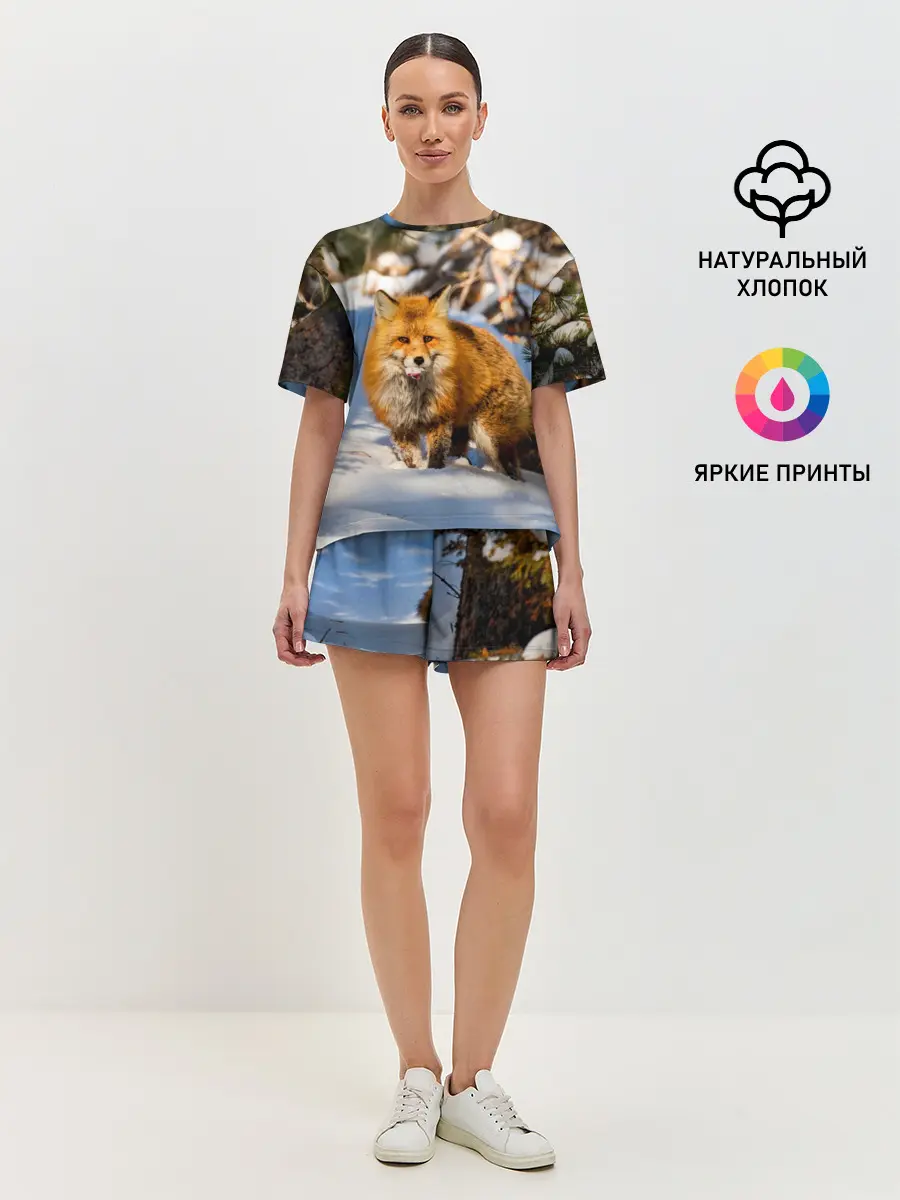 Женская пижама с шортами / Лиса в лесу