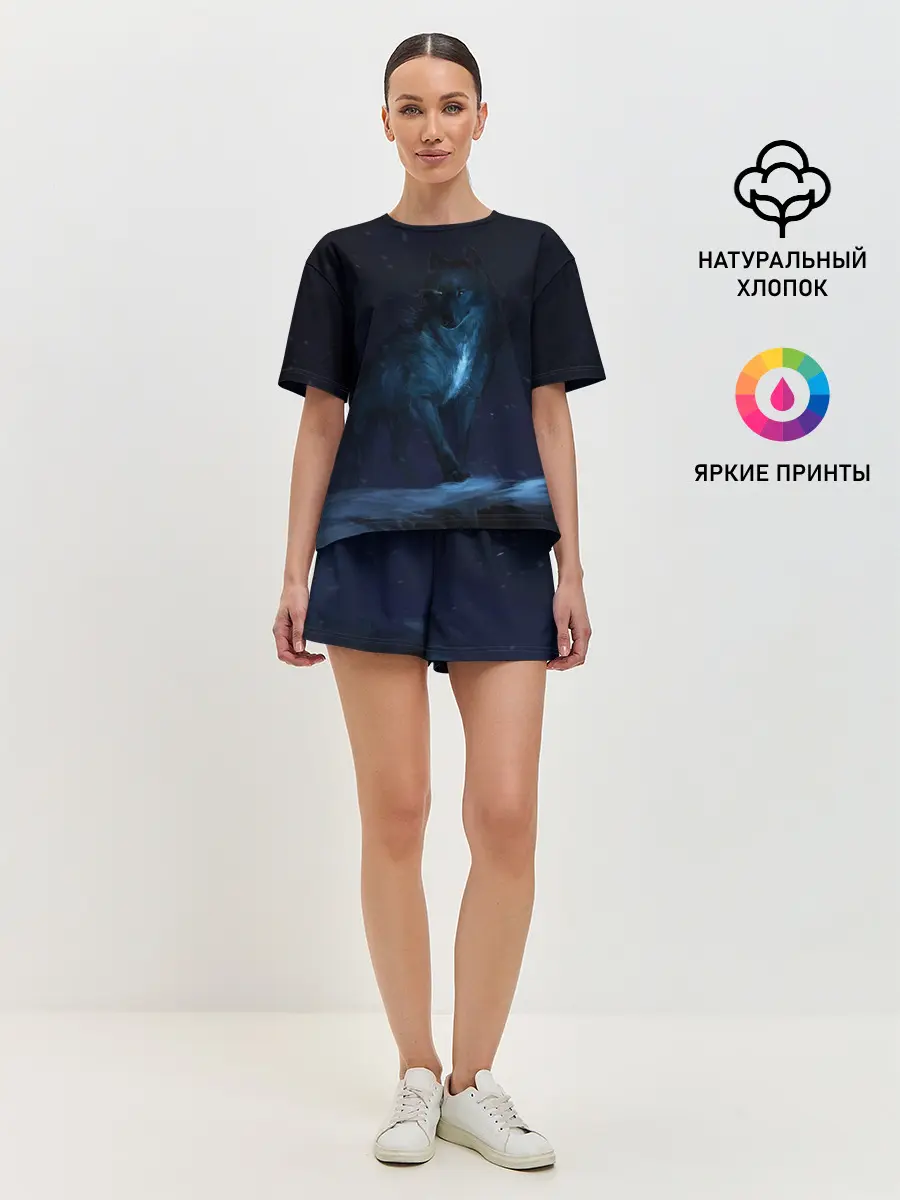 Женская пижама с шортами / Зимний волк