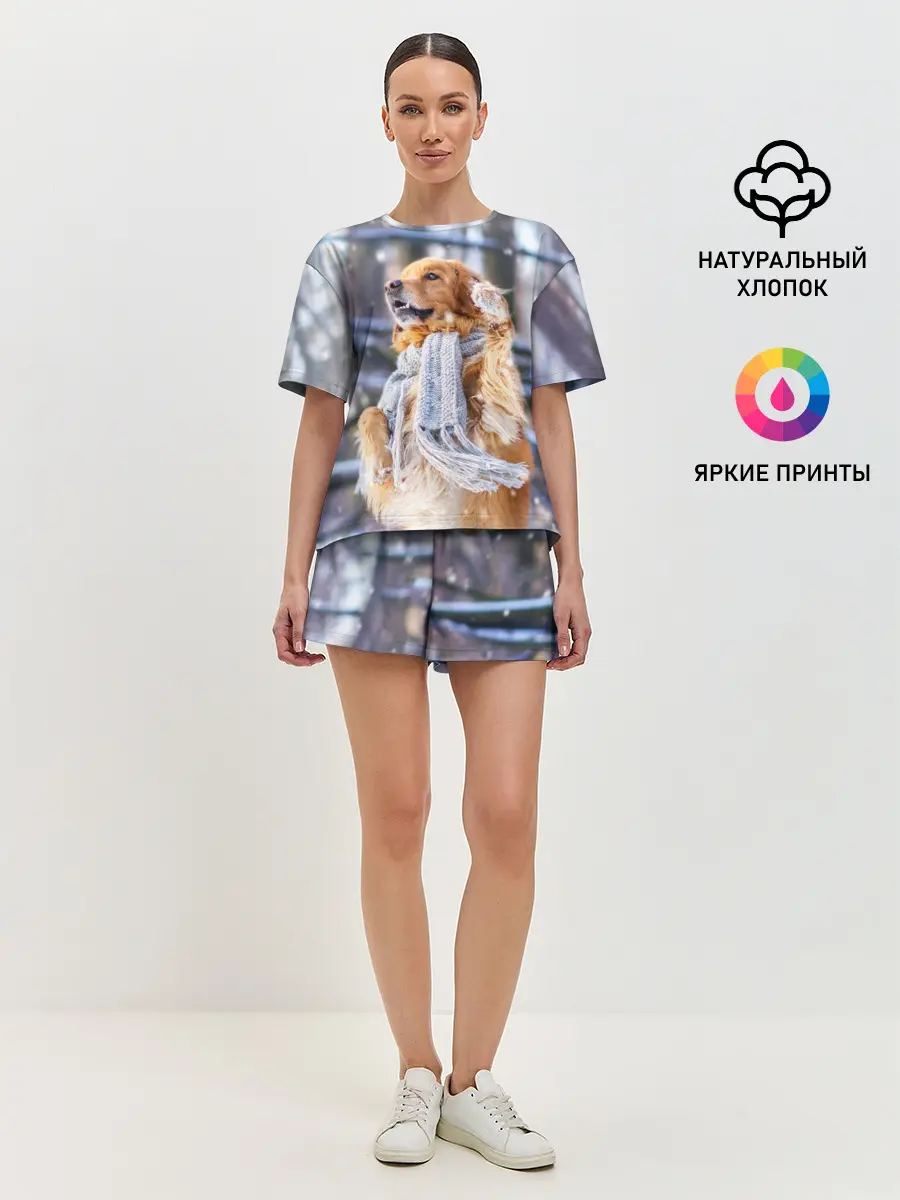 Женская пижама с шортами / Золотистый Ретривер