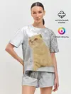 Женская пижама с шортами / Кот и снег