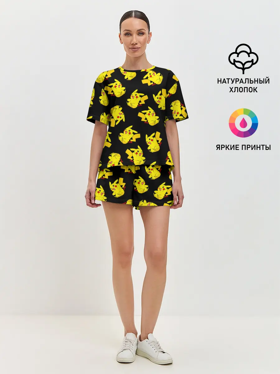 Женская пижама с шортами / Веселый пикачу