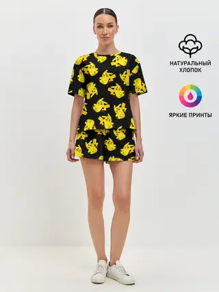 Женская пижама с шортами / Веселый пикачу