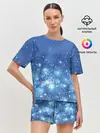 Женская пижама с шортами / Снежинки.
