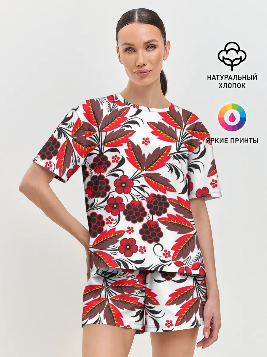 Женская пижама с шортами / Хохлома