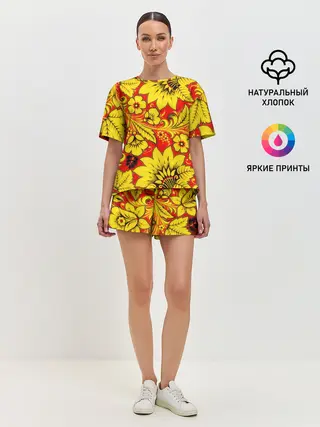 Женская пижама с шортами / Хохлома